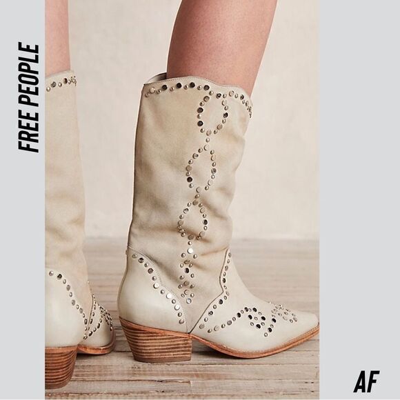 FREE PEOPLE JAXSON STUDDED WESTERN BOOTS ANKLE NEW SIZE CAMEL - Picture 3 of 10